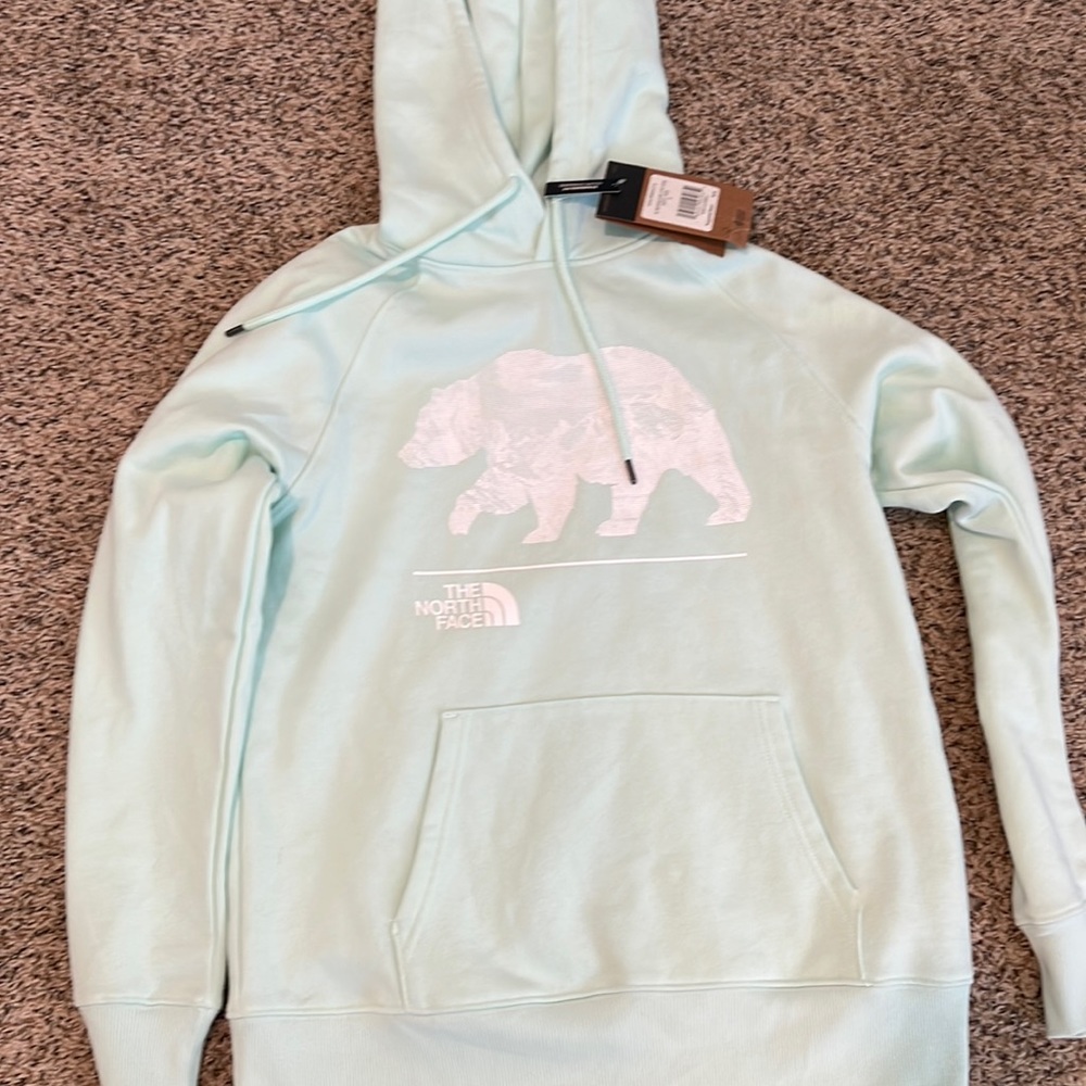 NWT North Face mint green sweatshirt hoodie Woman’s size SM polar bear